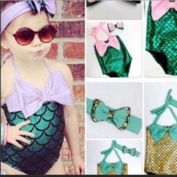 Toddler girl swimsuit and matching bandana NWT - Picture 1 of 5